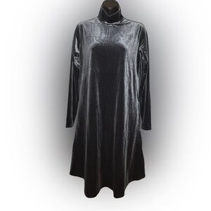 Lands' End Shimmering Charcoal Long Sleeve Dress